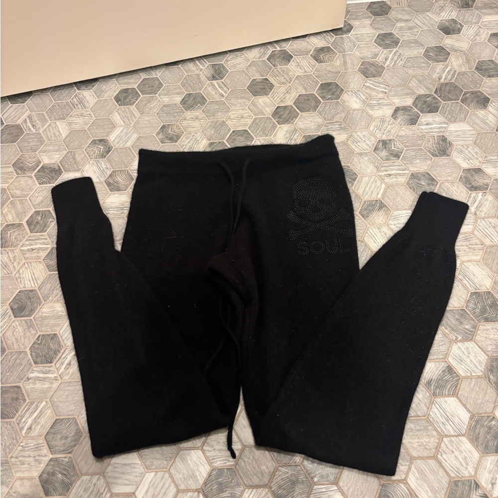 SoulCycle Black Cashmere Joggers with Logo